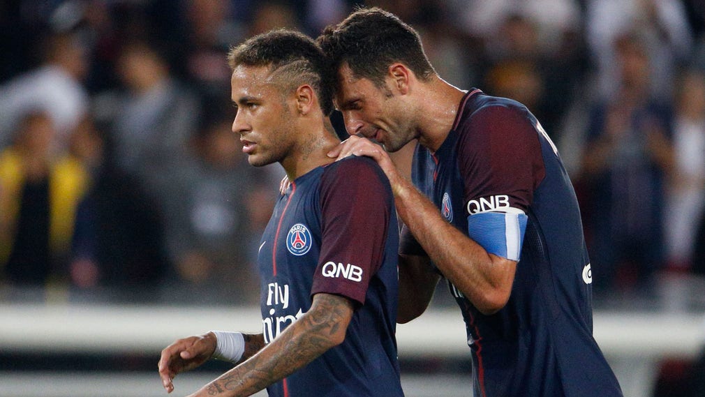 Neymar och Thiago Motta i PSG.