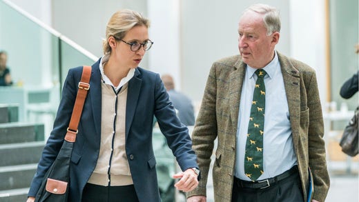 Alice Weidel och Alexander Gauland leder valrörelsen för AFD.