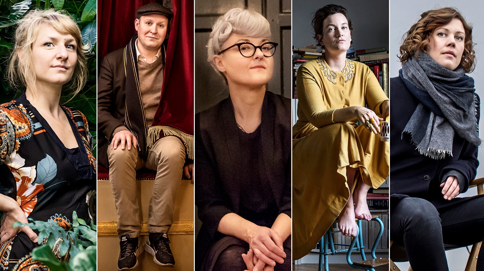 Vem av dem får DN:s Kulturpris? Från vänster Andrea Tarrodi, Henrik Dorsin, Bea Szenfeld, Agnes Lidbeck och Amanda Kernell.