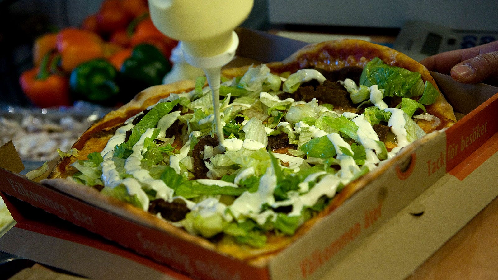 Kebabpizza – en favorit på nyårsdagen.