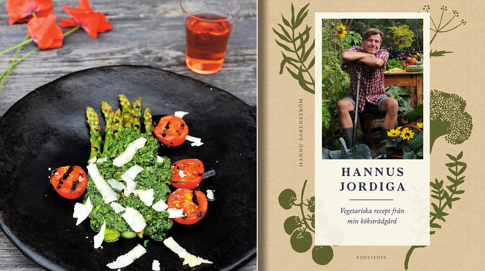 Grillad sparris med grönkålsröra är ett av recepten i Hannu Sarenströms bok ”Hannus jordiga”.
