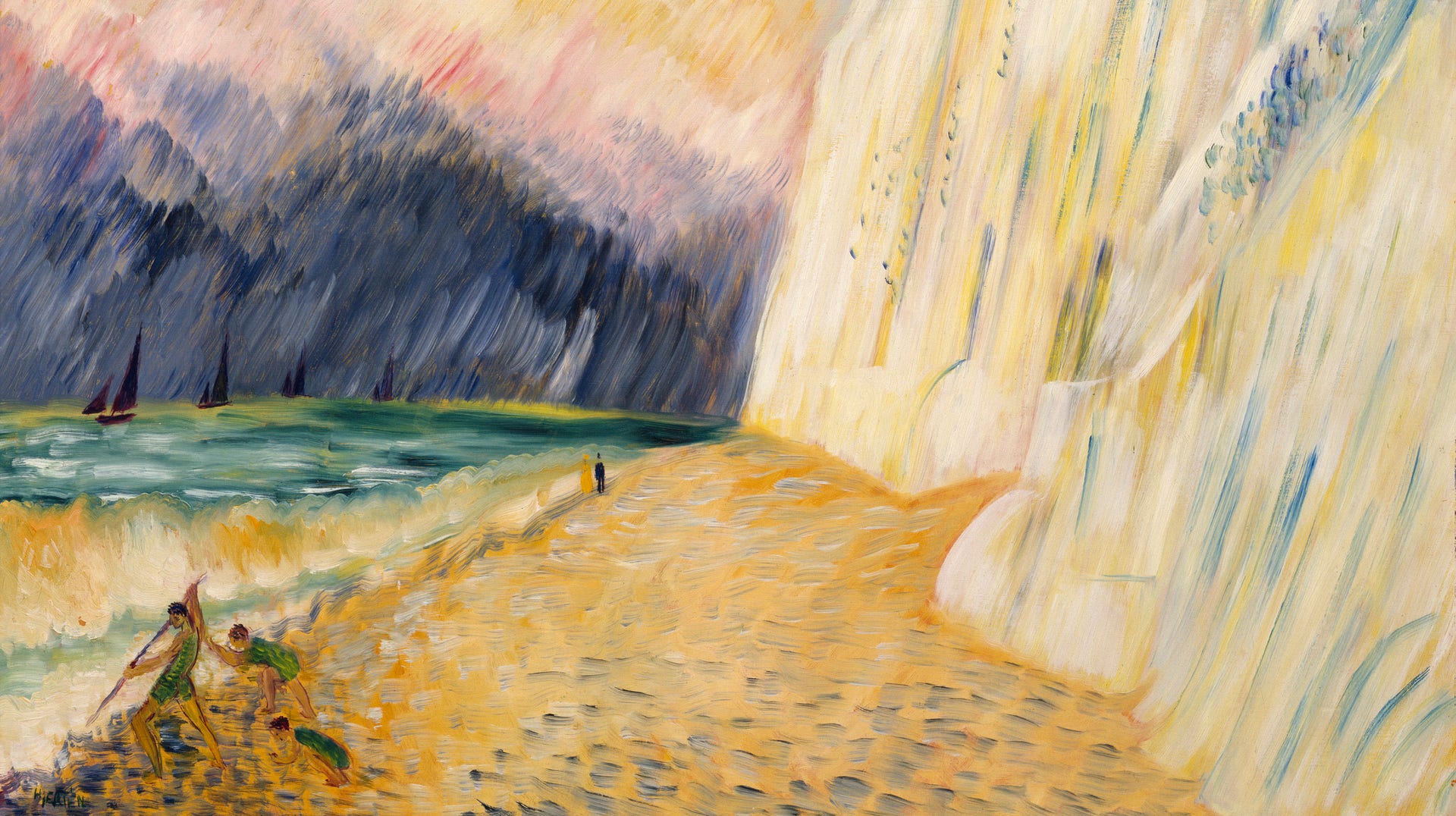 Sen målning av Sigrid Hjertén, ”Kritklippor (i Bretagne”), 1933. Foto: Per Myrehed