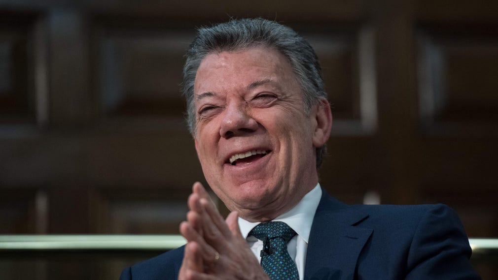Colombias avgående president Juan Manuel Santos.