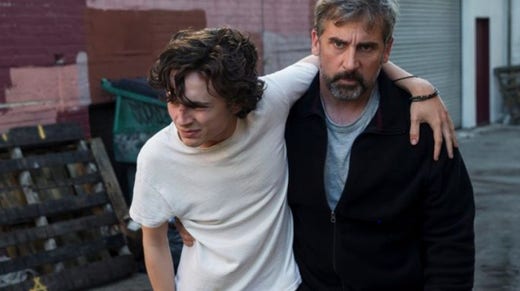 Timothée Chalamet och Steve Carrell spelar son och far i ”Beautiful boy”.