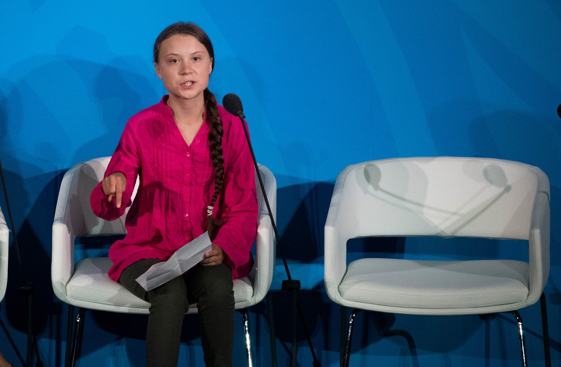 Greta Thunberg talar i FN:s generalförsamling vid öppningen av klimatmötet 2019.