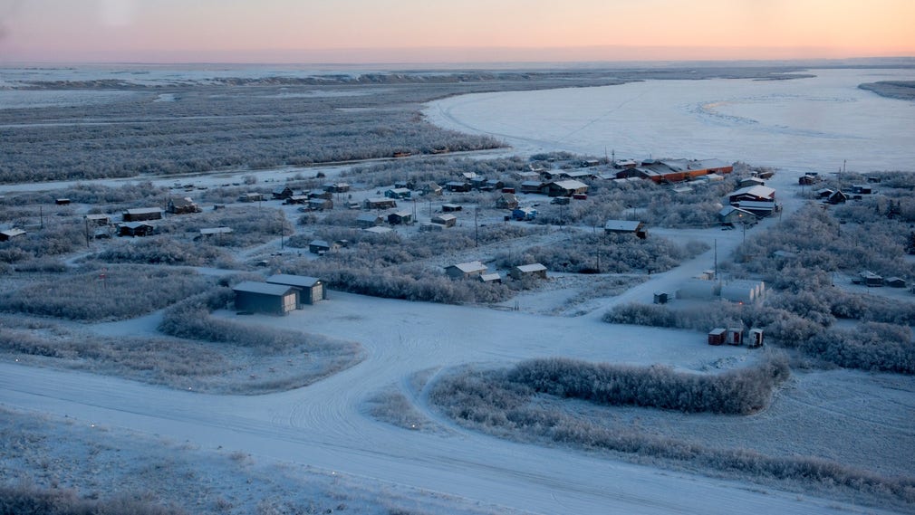Byn Napakiak i Alaska tidigare i december.