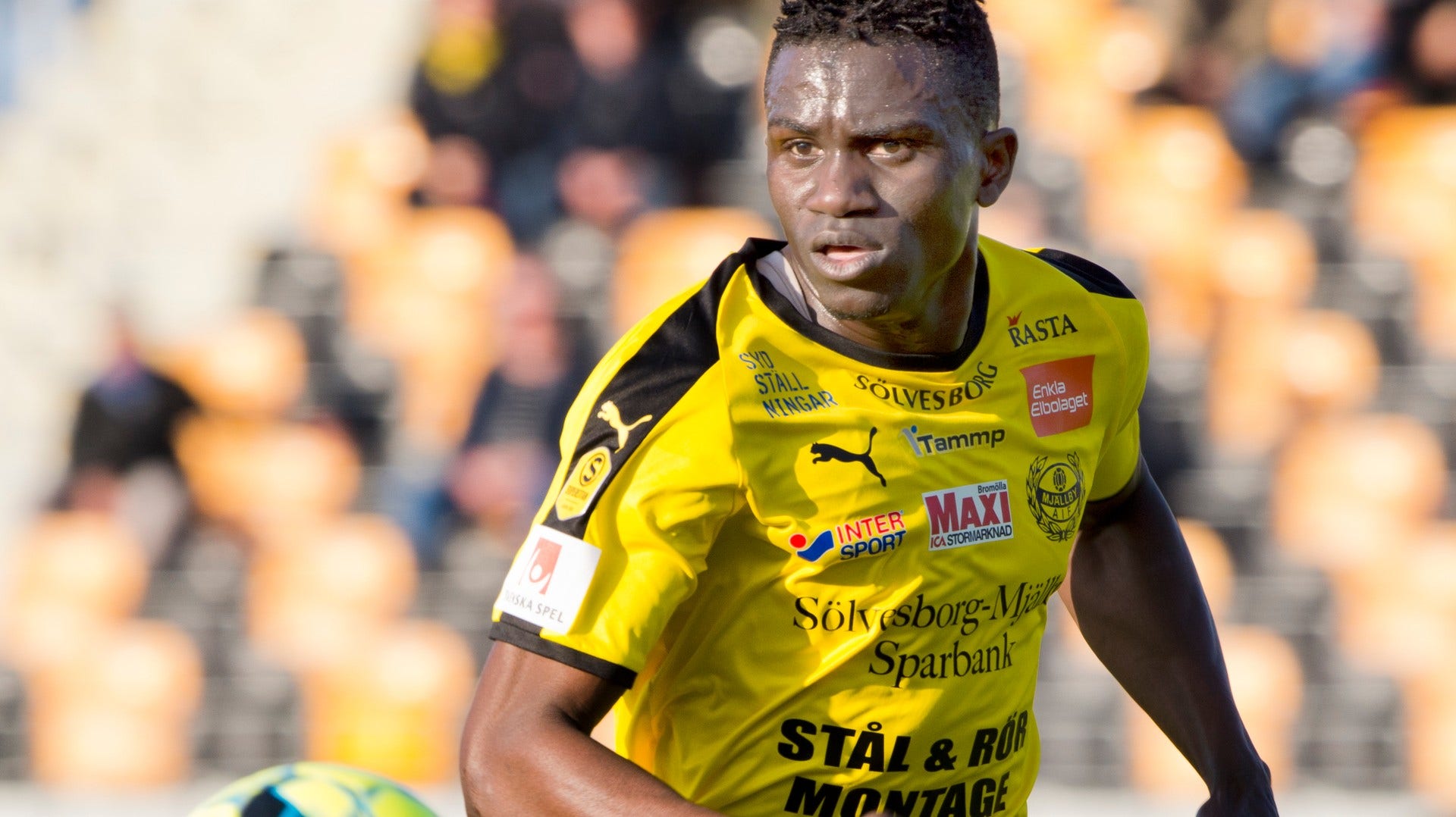 Mjällbys Bubacarr Jobe nätade mot Västerås. Arkivbild.