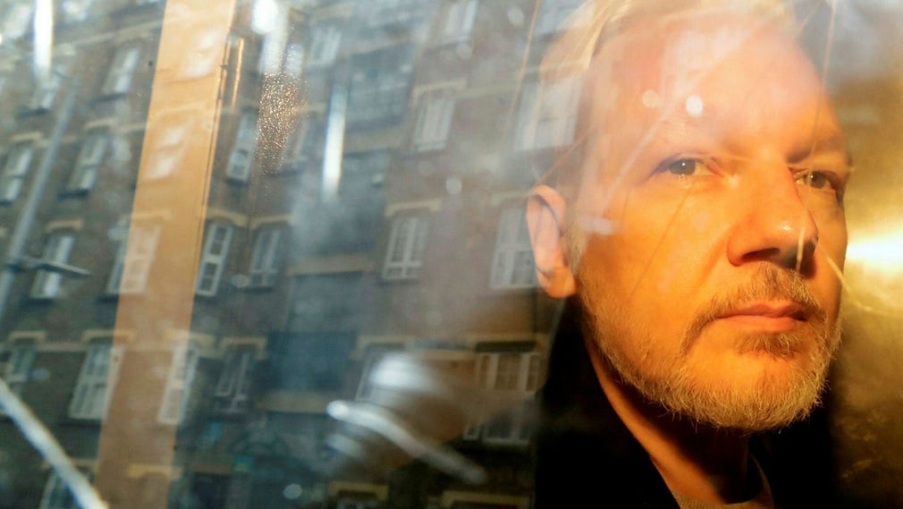 Julian Assange after his arrest in early May.