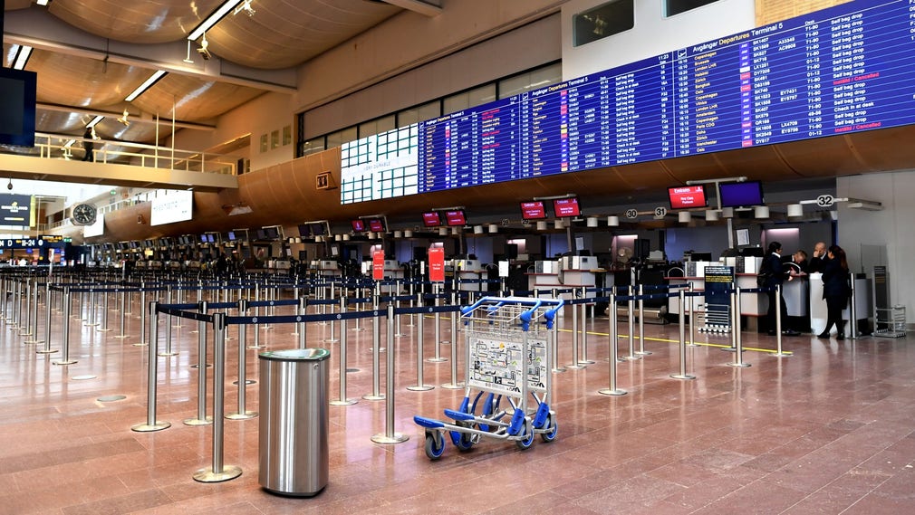 Tomt i utrikeshallen på Arlanda flygplats i torsdags.