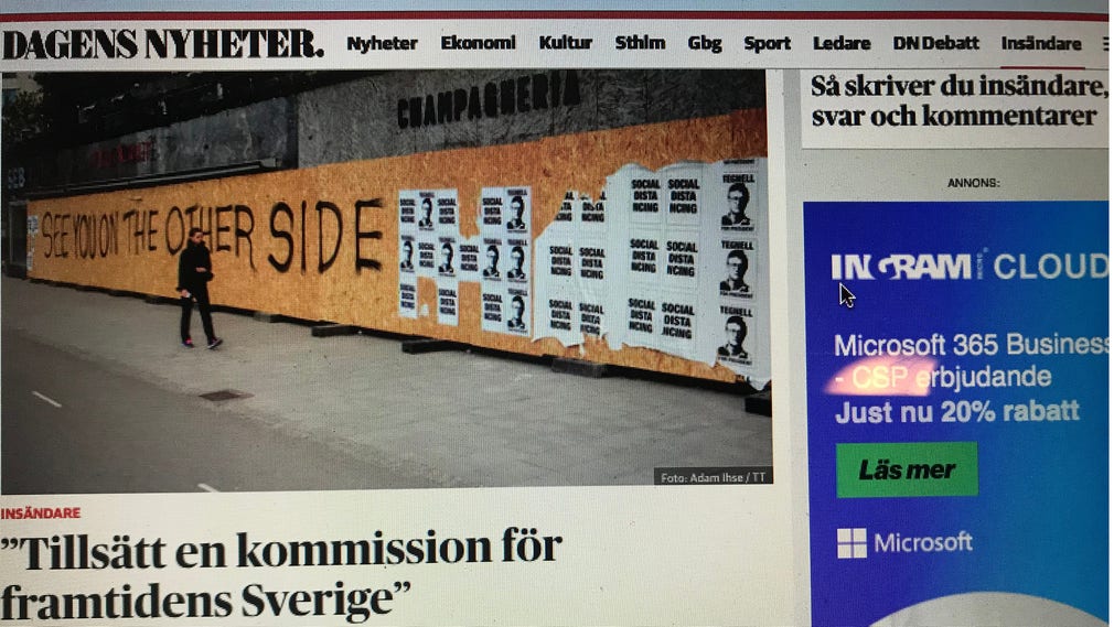 Avdelningen för läsarnas inlägg – längst uppe till höger på denna skärmbild av DN.se – heter sedan i måndags Insändare.