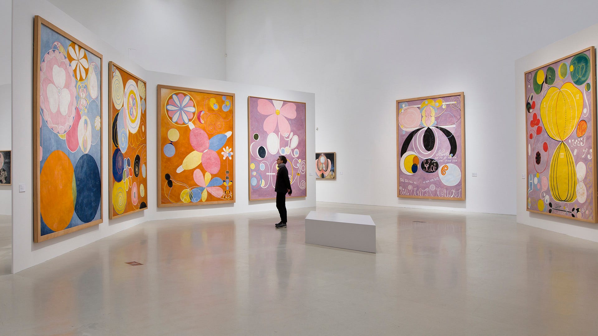 Vy från utställningen ”Hilma af Klint - konstnär, forskare, medium”.
