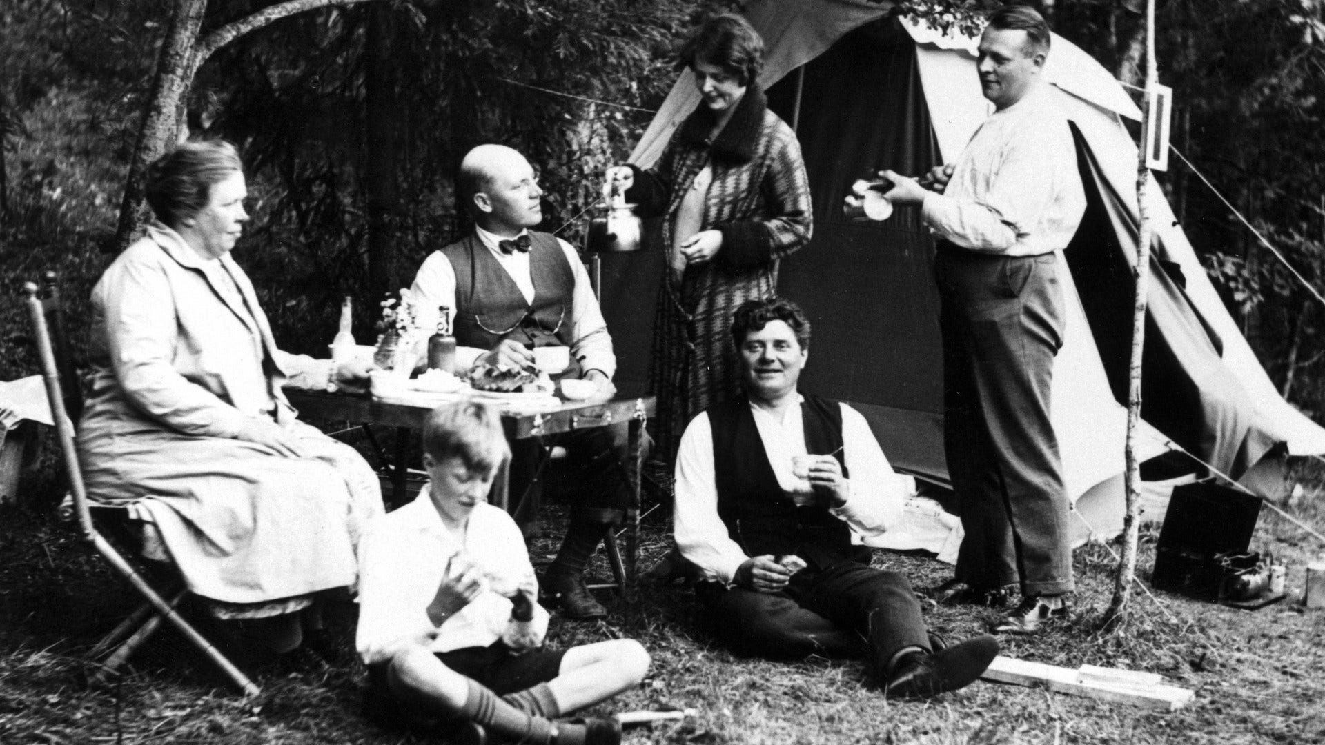Tältliv vid Flaten 1929.