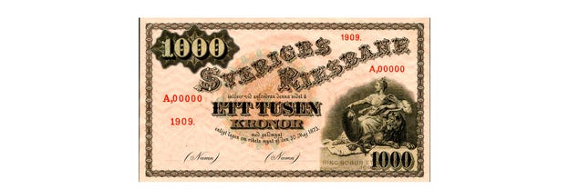 Mellan åren 1894 och 1950 hade tusenlapparna samma färg som lax.