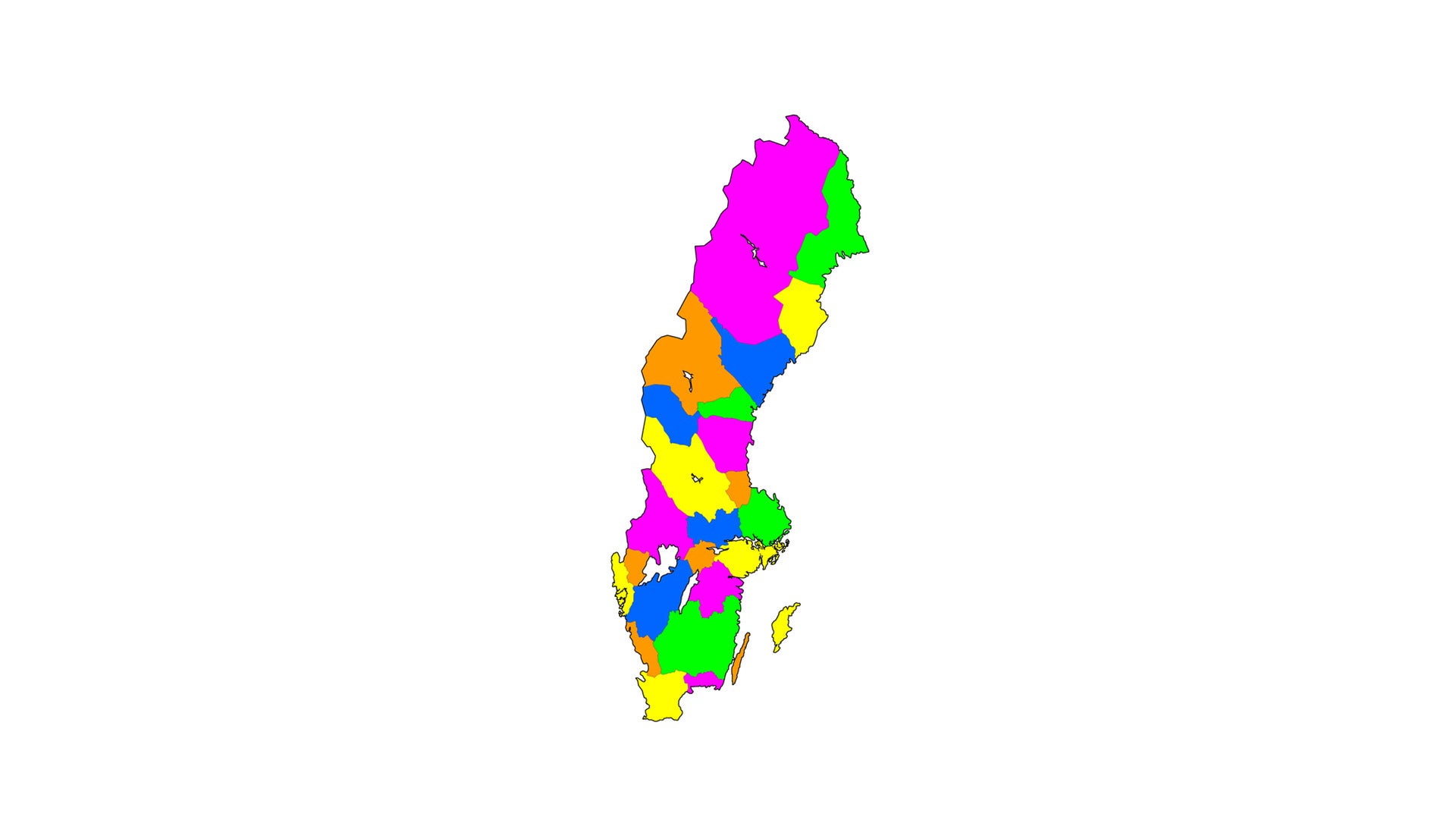 25 landskap totalt – från Lappland i norr till Skåne i söder.