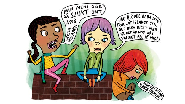 Man brukar få mens när man är mellan 9 och 16 år. Det är olika för olika personer när puberteten sätter i gång.
