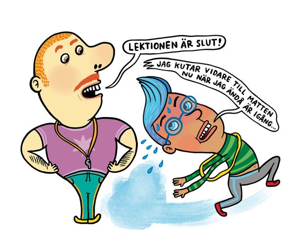 Stressen gör att August inte duschar efter idrotten.