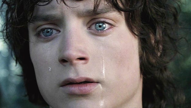 Frodo fäller en tår i filmen Sagan om ringen