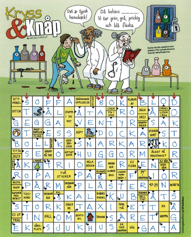 Krysset finns på sidan 31 i KP 7.