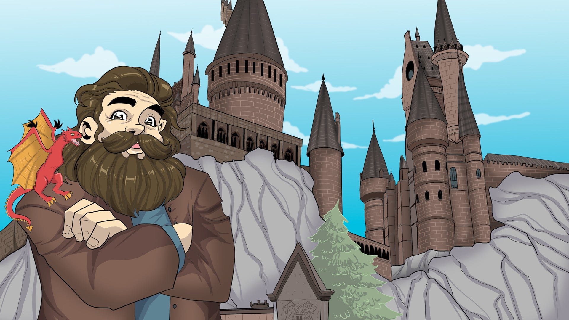 Halvjätten Hagrid har många vänner – både djur och människor.