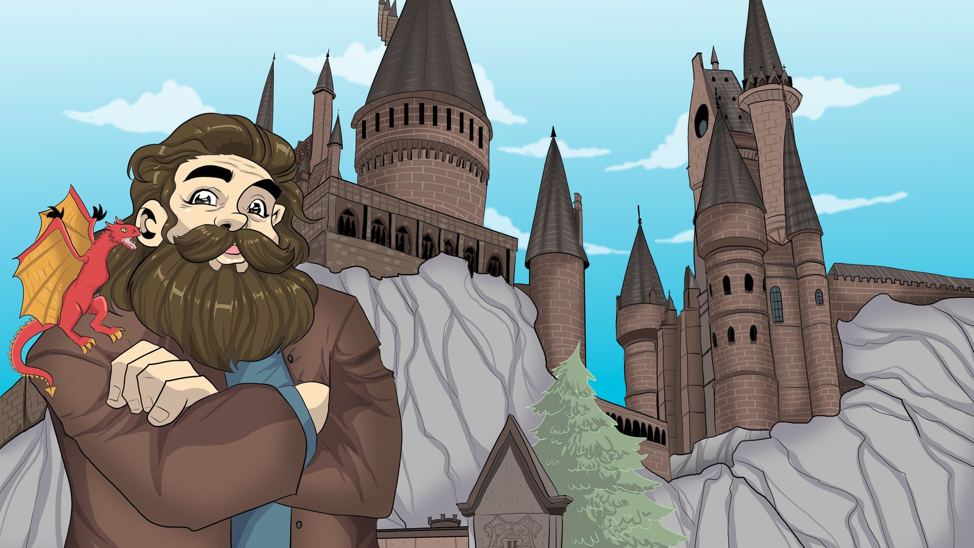 Halvjätten Hagrid har många vänner – både djur och människor.