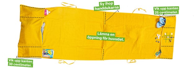 De streckade linjerna markerar var du ska sy.