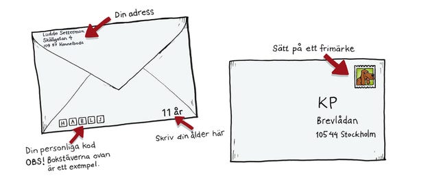 Välj ut fem intressen ur kodlistan. Sätt bokstaven för ditt största intresse längst till vänster, och så vidare.