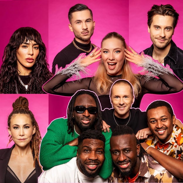 Loreen, Paul Rey, Victor Crone, Wiktoria, Mariette och Panetoz.
