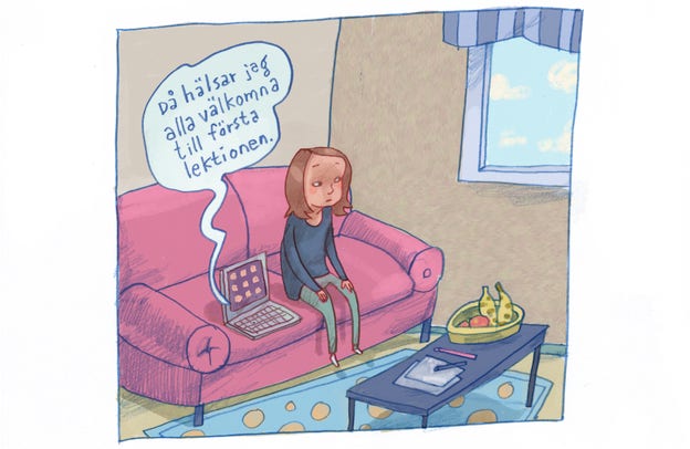 Celine blev ledsen av att ha skola på distans.