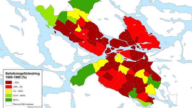 Befolkningsutveckling i Stockholm 1960 till 1980.