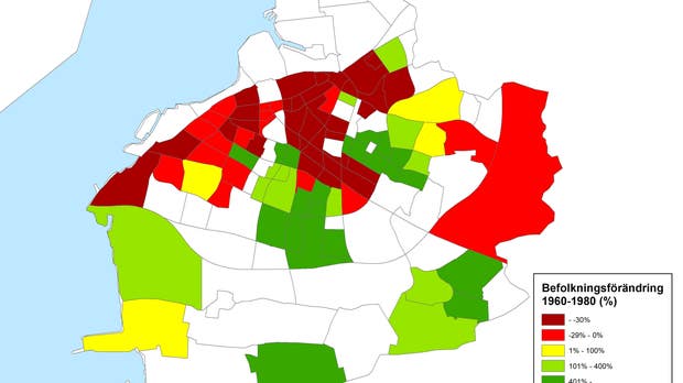 Befolkningsutveckling Malmö 1960 till 1980.