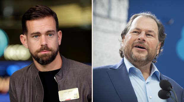 Jack Dorsey och Marc Benioff.