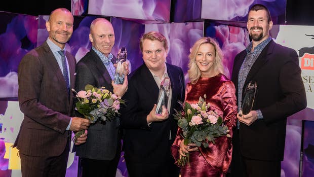 Di:s chefredaktör Peter Fellman, Anders Berg från Viaq, Simon Arvidsson från Devies Development, Di:s nyhetschef Anna Ekelund och Jonas Södergård från Evolabel.