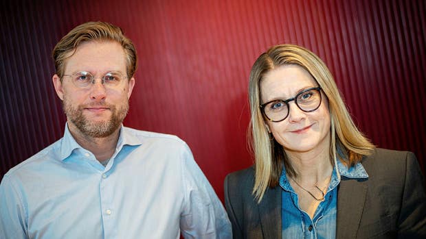 Martin Petersson, vd och koncernchef H&H Group och Ulrica O Magnusson på Colliers.