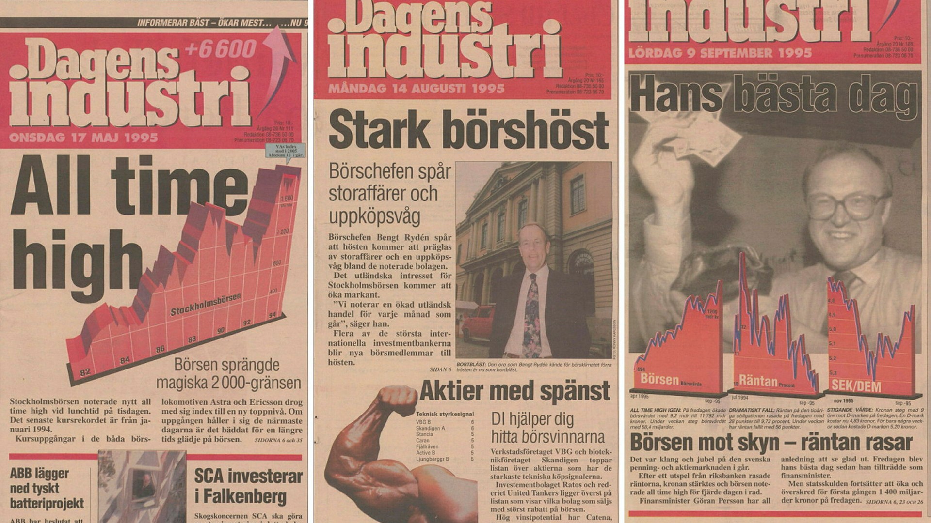 ”Min gissning är att år 2024 blir lite som år 1995”, skriver Di:s Henrik Mitelman. På bilden: Di:s ettor från 17 maj, 14 augusti och 9 september 1995.