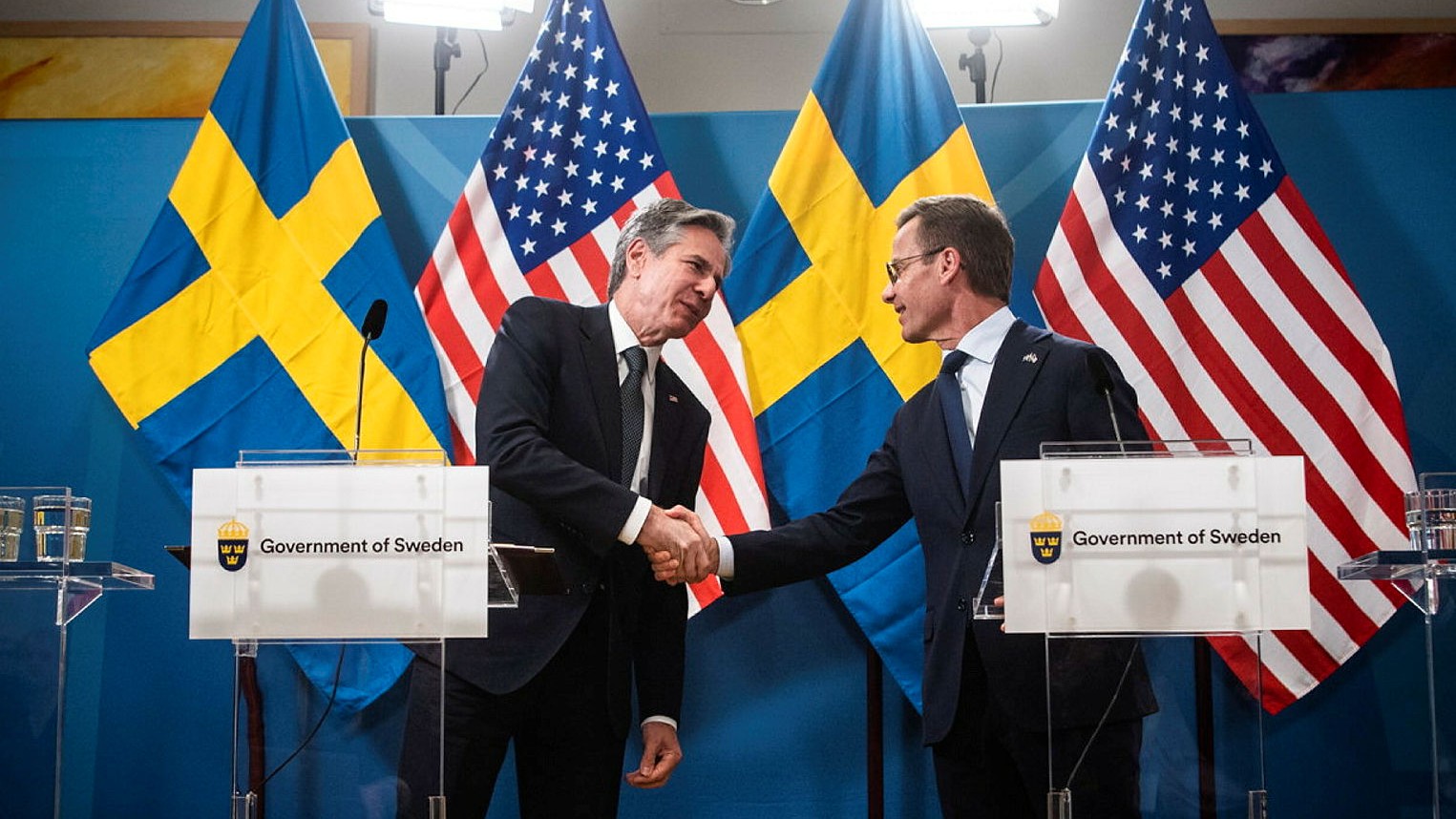 USA:s utrikesminister Antony Blinken och statsminister Ulf Kristersson.