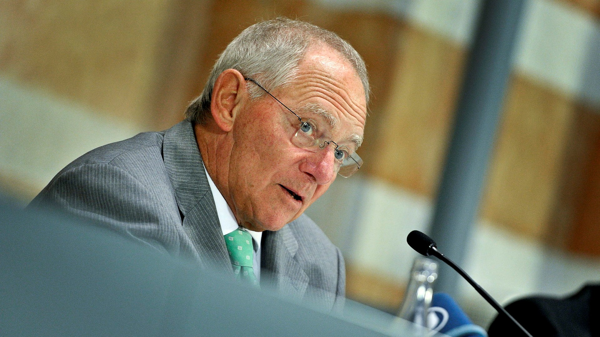 Wolfgang Schäuble under en pressträff med den dåvarande svenska finansministern Anders Borg (M) 2012.