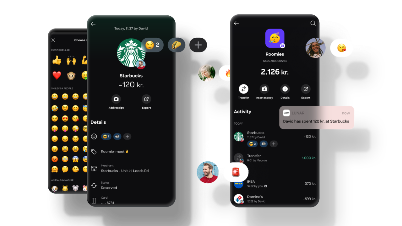 I Lunar kan upp till tio personer dela ett konto och få varsitt betalkort.