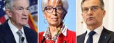 Marknaden räknar med stora räntesänkningar från centralbankerna. På bilden från vänster: Fed:s Jerome Powell, ECB:s Christine Lagarde och Riksbankens Erik Thedéen.