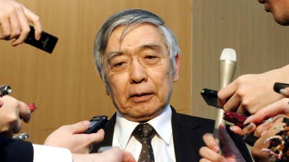 Chefen för den japanska centralbanken, Haruhiko Kuroda.