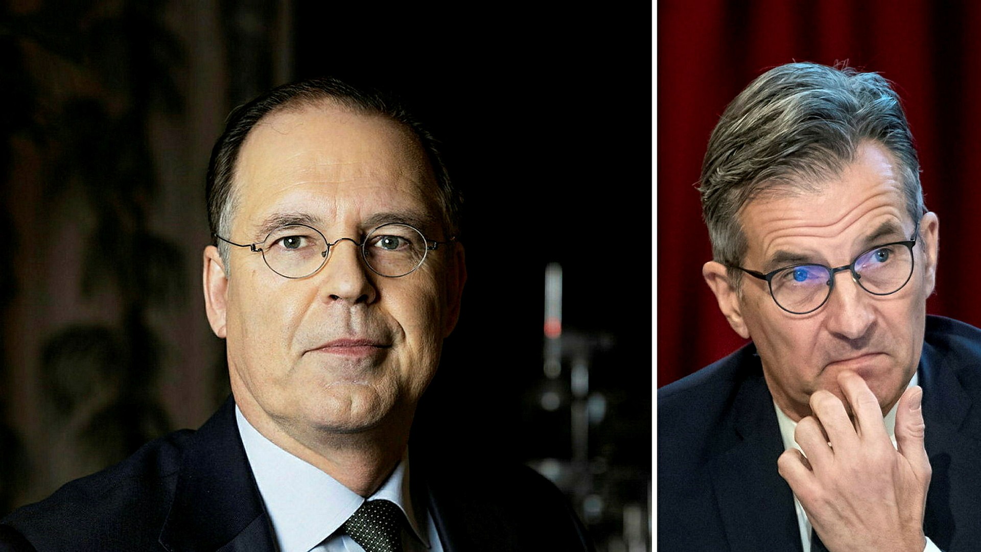 Anders Borg (t v) och riksbankschefen Erik Thedéen.