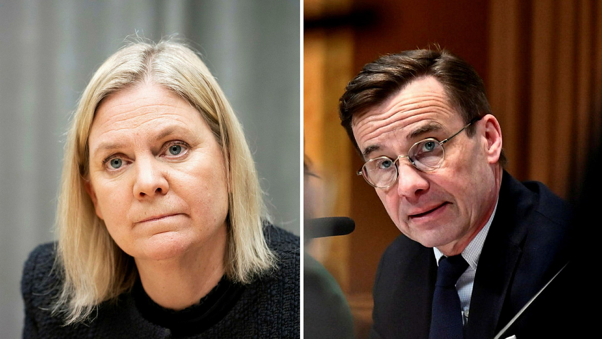 Socialdemokraternas Magdalena Andersson och Statsminister Ulf Kristersson (M).