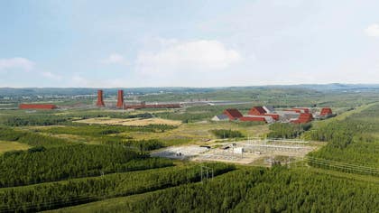 Illustration över HS Green Steels planerade stålverk i utkanten av Boden.