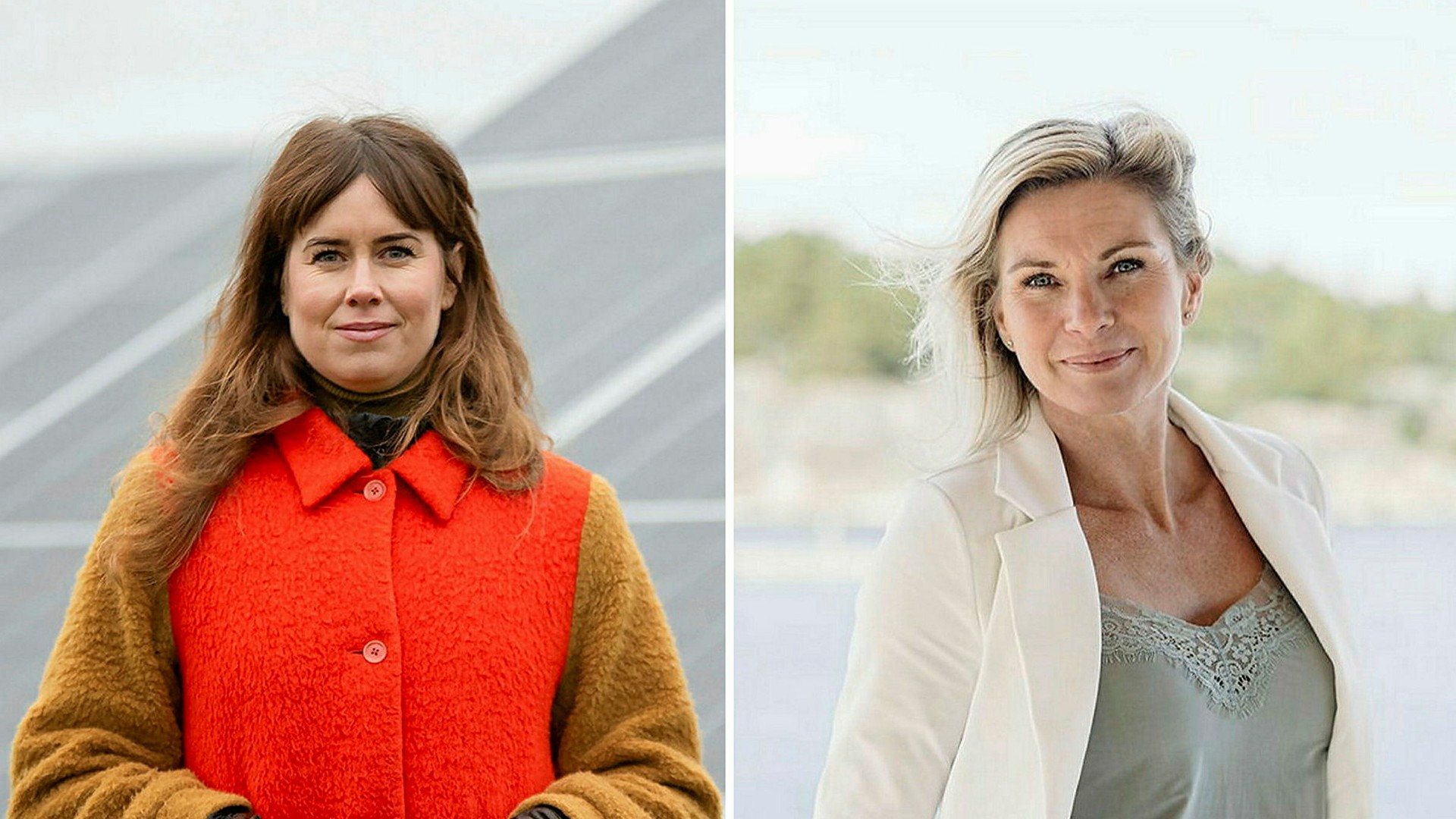 Madeleine van der Veer, näringspolitisk expert på Nätverket för solparker och Maria Röske, sverigechef på tyska solparksbolaget Baywe r.e.