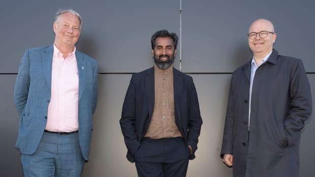 Harry Bouveng, kommunstyrelseordförande Nynäshamns kommun, Fredrik Lindstål, styrelseordförande Stockholms Hamnar och Johan Wallén, marknadschef Stockholms Hamnar.