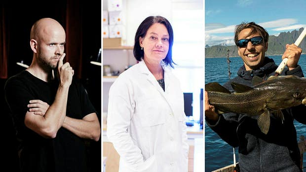 Från vänster: Spotifys vd Daniel Ek, Dynamic Codes grundare och styrelseordförande Anne Kihlgren och Johan Attby, medgrundare och vd på Fishbrain.