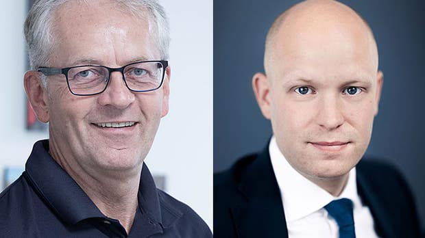 Aiko Bode, hållbarhetschef på Fenix Outdoor och Sebastian Carlsson, kommunikationsdirektör på Saab.