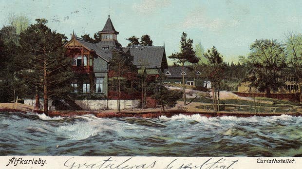 Vykort från Älvkarlebys turisthotell, som byggdes 1898.