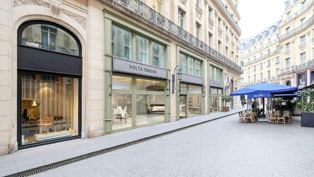 Volta Trucks showroom på Rue Edouard VII i centrala Paris.