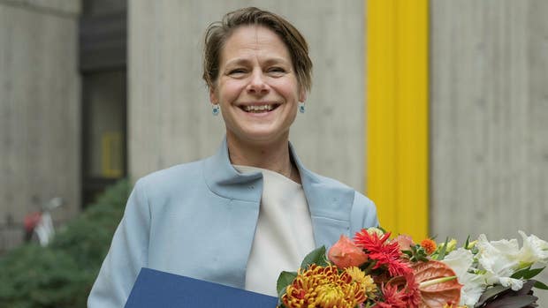 Anna Wieslander när hon tog emot förra årets stipendium.