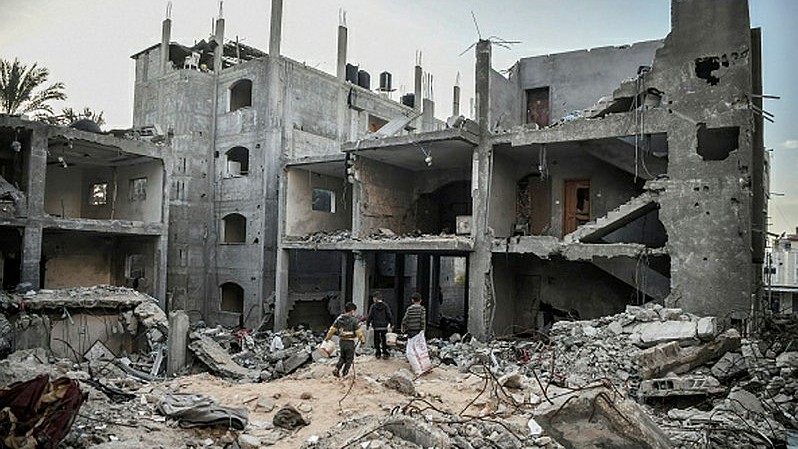 Förödelsen i Rafah på Gaza-remsan, 19 januari 2024.